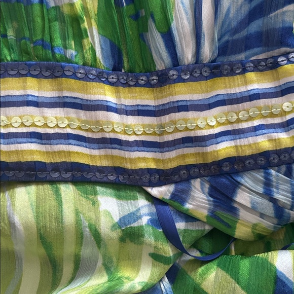 BCBGMaxAzria Green and Blue Backless Halter Maxi Dress - Picture 4 of 4